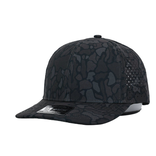 Black camouflage baseball cap on a white background