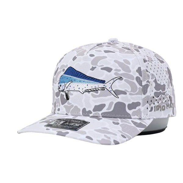 Mahi Mahi Hat - White Camo 5 Panel Hat – 10 10 Hats