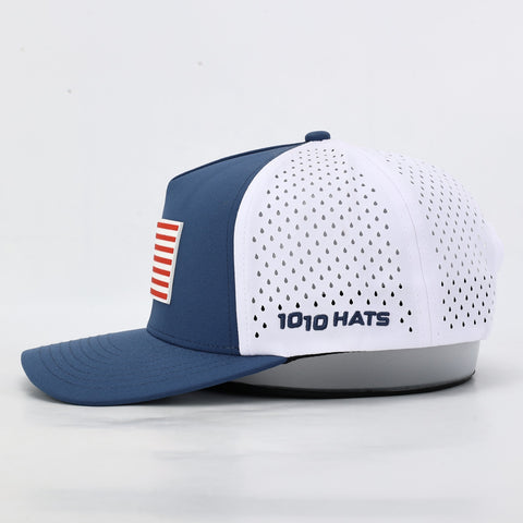Blue White American Flag 5 Panel Rope Hat